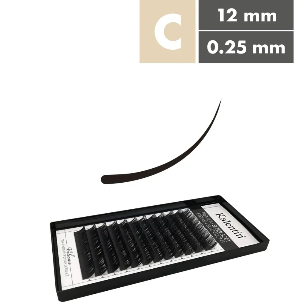 Kalentin Extensiones De Pestañas Clásicas Curva C 0,25 12 mm